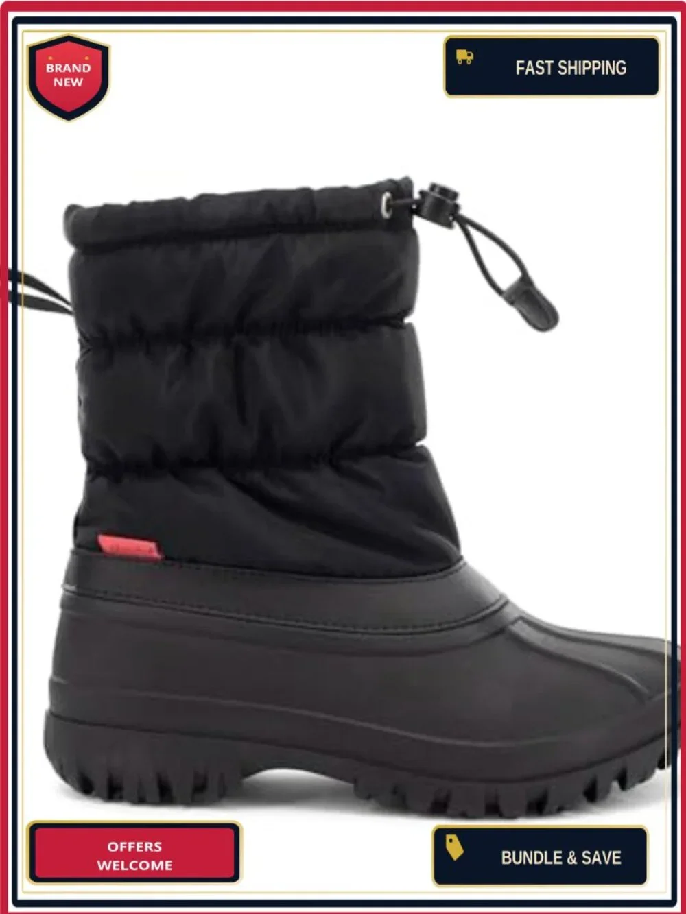 Waterproof Insulated Mid-Calf Winter Snow Boots with Faux Fur Trim Memory Foam
